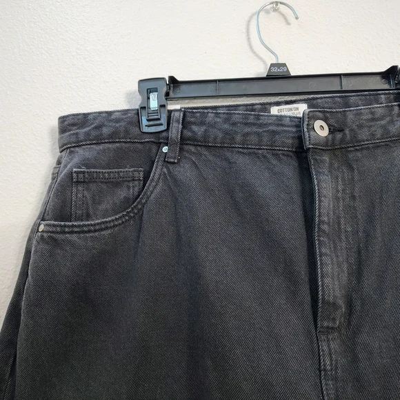Cotton On Women's Midnight Black Curve Baggy Straight Leg Jeans Sz 12 High Rise - Picture 7 of 14